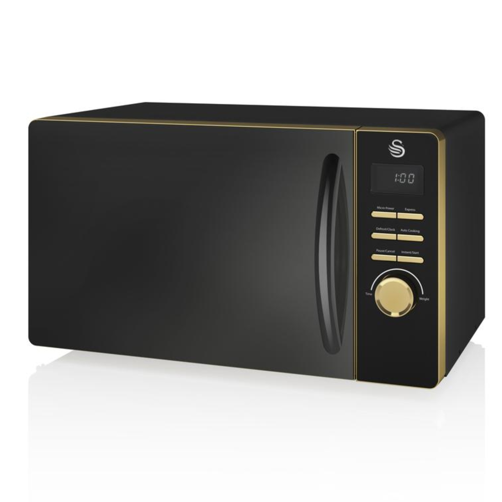 Swan 800W Gatsby Black and Gold Microwave