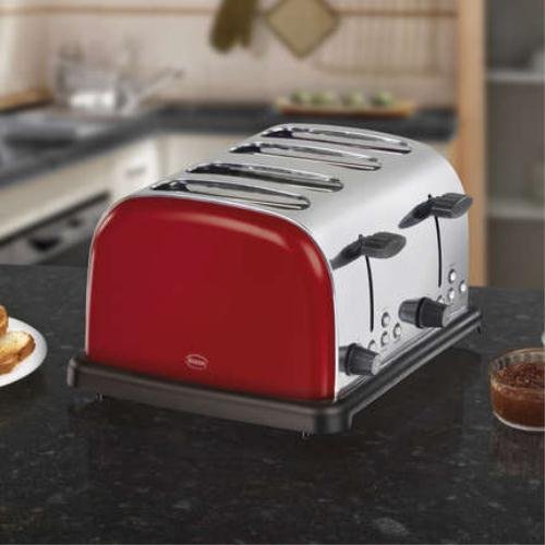Swan 4 Slice Toaster Red / Stainless Steel Kettle and Toaster Man