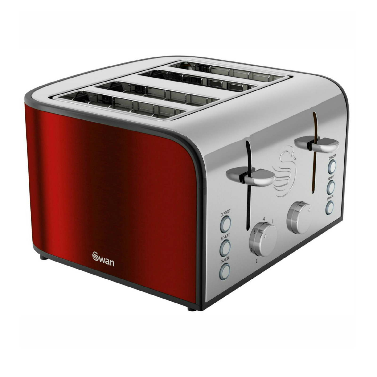Swan ST17010ROUN Vintage 4 Slice Toaster Red Kettle and Toaster Man