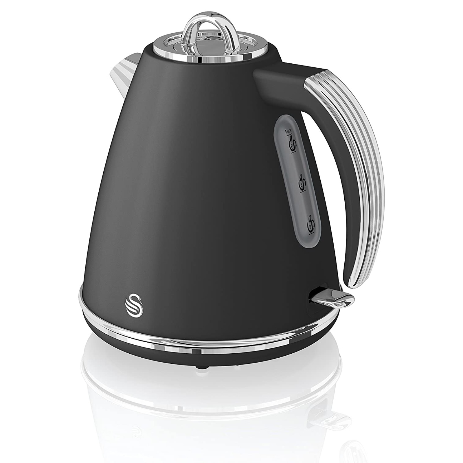 Swan SK19020BN Retro 1.5L Jug Kettle Black Kettle and Toaster Man