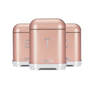 Tower T826015R Glitz Set of 3 Storage Canisters Pink Brand New