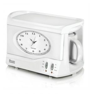 Brand New Swan STM201 Vintage Teasmade with Alarm Clock – White