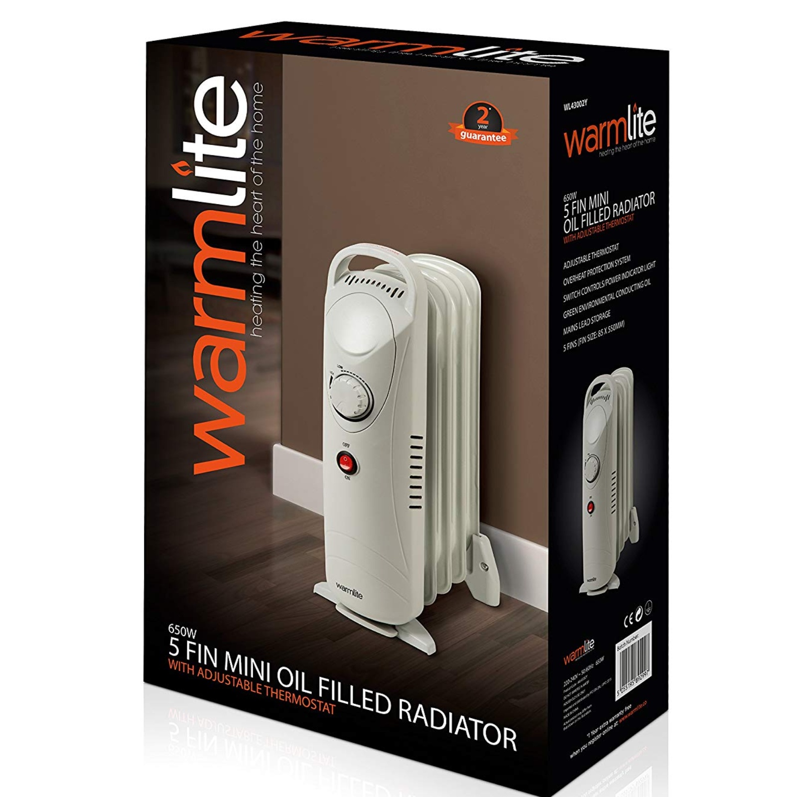 Warmlite WL43002Y Oil Filled Radiator 650W - Grey - Kettle and Toaster Man