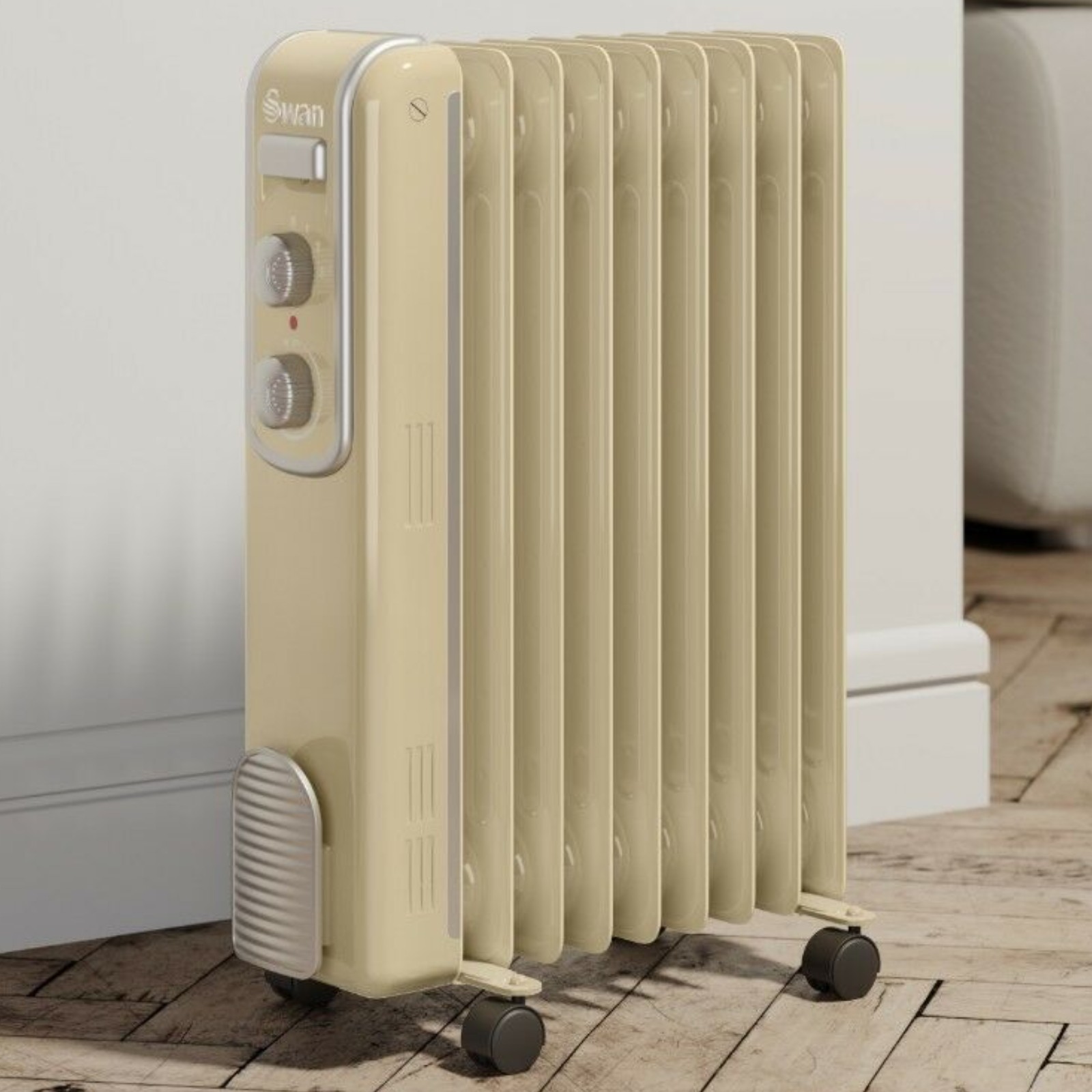 Swan SH60010CN 9 Finned Oil Filled Radiator - Cream - Kettle and Toaster Man