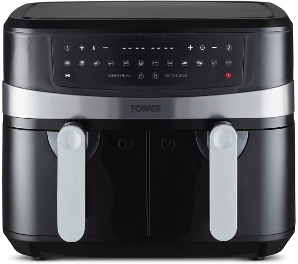 Tower T17088 Air Fryer In Stock Tower T17088 vortex 9L Dual Basket Air Fryer Black – Kettle and Toaster Man