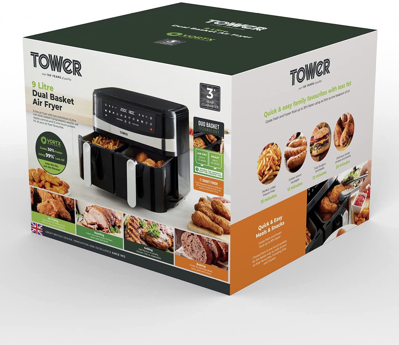 Tower T17088 Air Fryer In Stock Tower T17088 vortex 9L Dual Basket Air Fryer Black - Kettle and Toaster Man