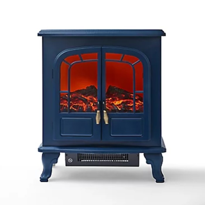 Warmlite WL46019MB Wingham 2KW Double Door Log Effect Stove Fire With  Adjustable Thermostat Blue - Kettle and Toaster Man